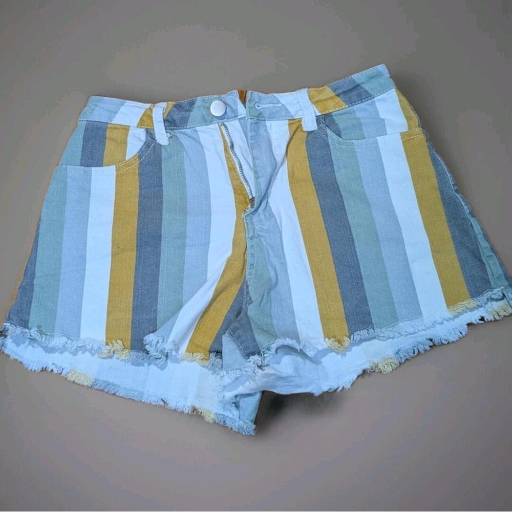 Womens Altard State Denim Shorts Size Small Striped Multicolor